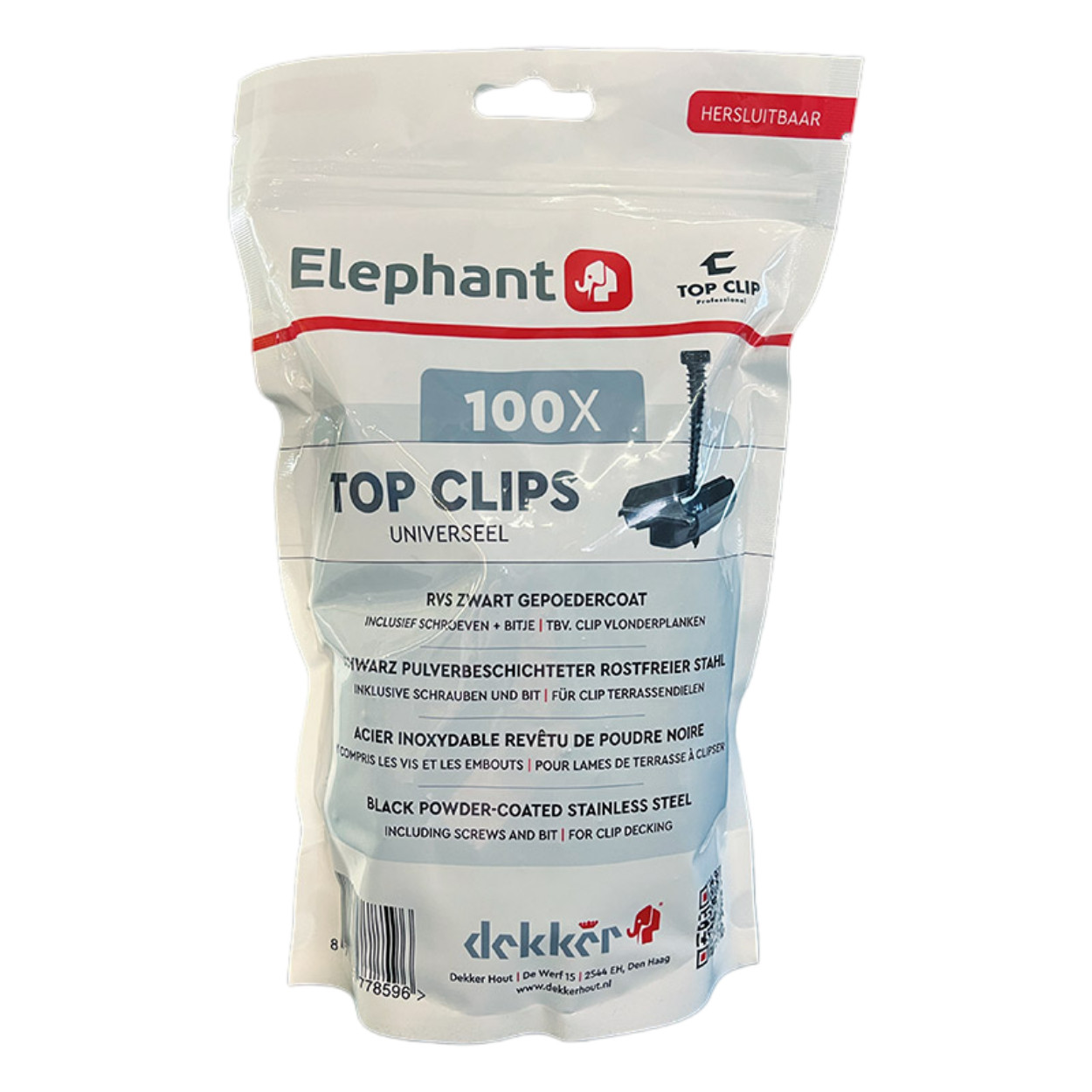 Elephant TOP Clips voor Vlonderplanken Zwart Universeel 100st